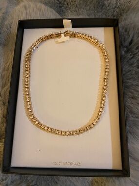 Gold Crystal Tennis Necklace - Women Jewelry